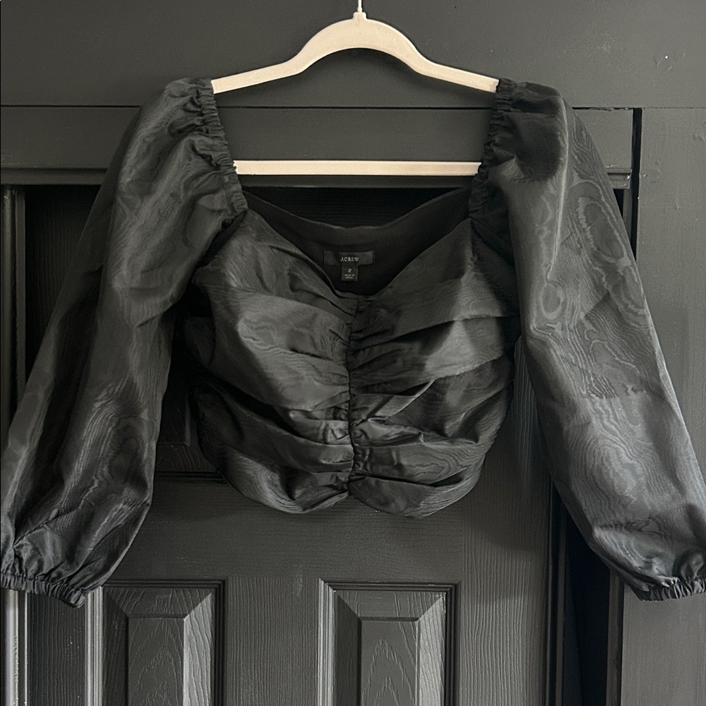 J. Crew Black Ruched Blouse